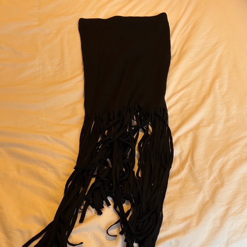 Elegant Black Fringe Skirt